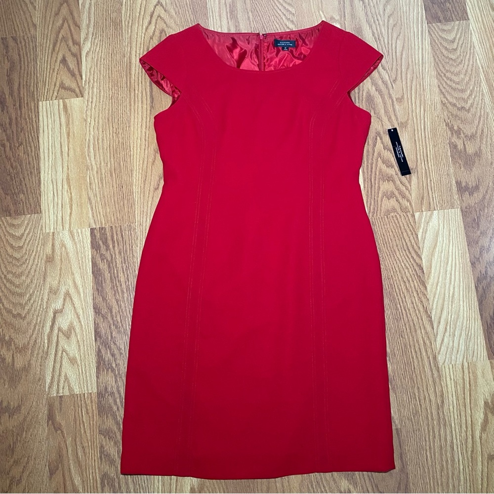 NWT Tahari Arthur S. Levine Essentials $129.00 Women Red Dress Belt Loops Sz 12.